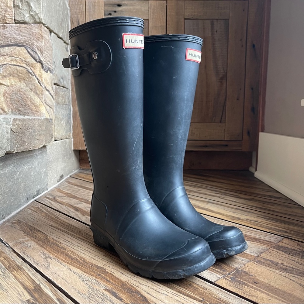 Hunter Boots•Kids Sz4Boy/5Girl•Flat Black•EUC